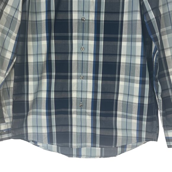 Michael Kors Button Front Shirt Mens Small Blue New Plaid Classic Fit - Picture 4 of 11